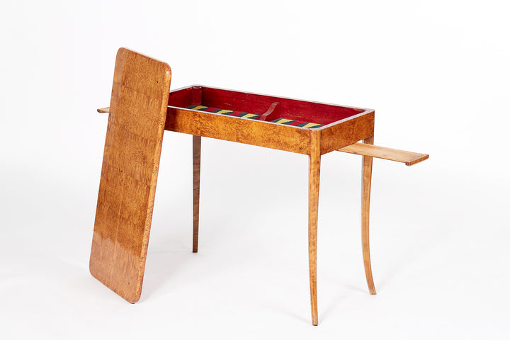 Einzigartiger Backgammon-Spieltisch, Birke um 1830
